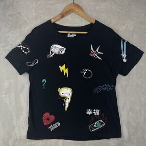 Brooklyn Cloth Women's Large Black Tee T Shirt Punk Grungecore 90s Abstract